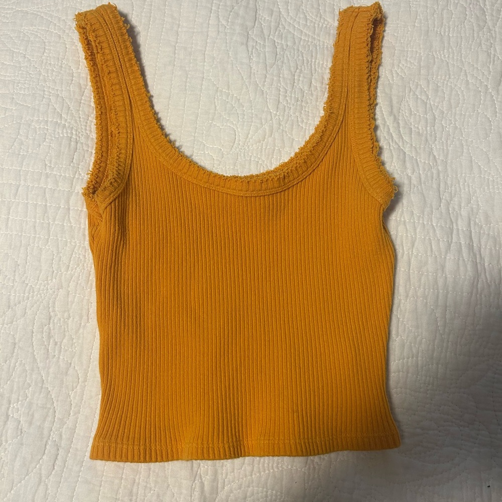 Urban Outfitters Orange Sleeveless Ribbed Crop Tank Top